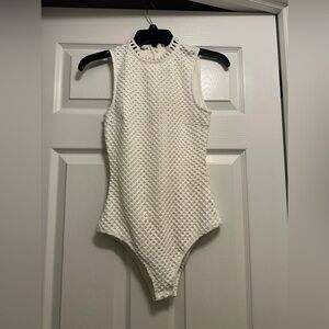 White Textured Bodysuit